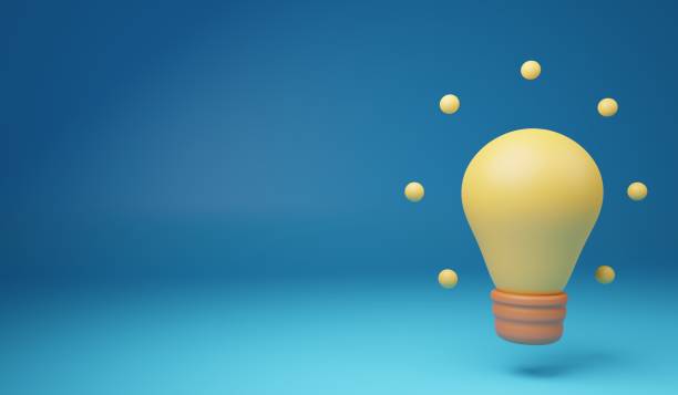 istock 3d render cute cartoon electric light bulb icon with rays of light 1506654341