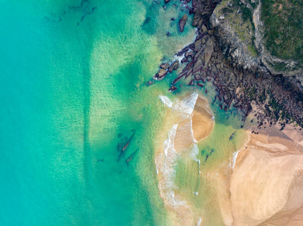 istock Cantabrian Sea beach aerial view coast textures in Zarautz 1506738754