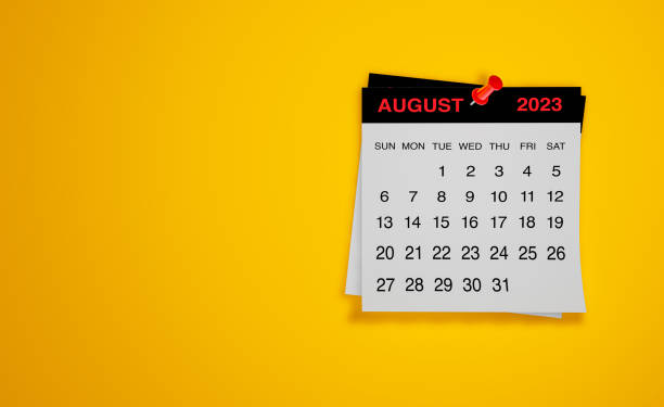 AGOSTO Calendar - White Background - 3D Rendering