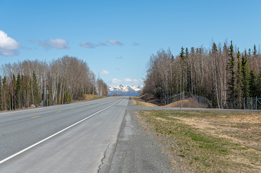 Alaska Highway 1 from Anchorage to Homer looking east near Sterling, Alaska, USA