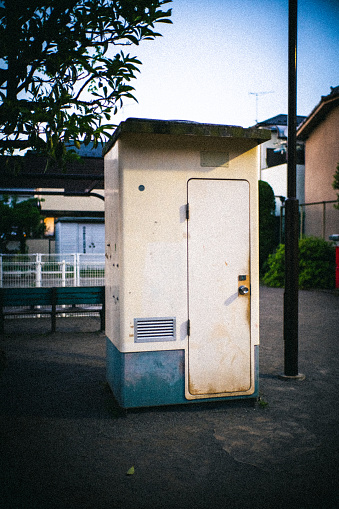 Public restroom in a small park in downtown Tokyo.