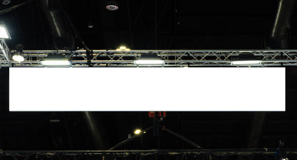 istock Hanging white indoor billboard with clipping path for mock up 1506821937