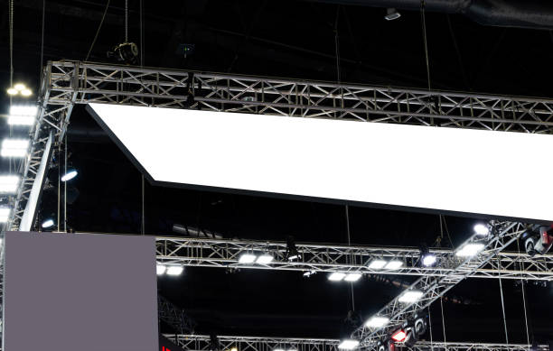 istock Pole gray and hanging white indoor billboard with clipping path for mock up 1506822455
