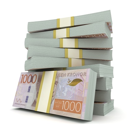 Swedish krona money banknotes stack