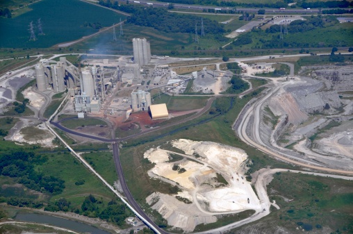 aerial view of a quarry located near lake Ontario, Bowmansville Ontario Canada