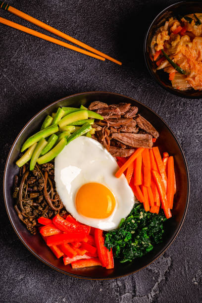 istock Traditional Korean dish Bibimbap: rice with vegetables beef and egg. 1506863017