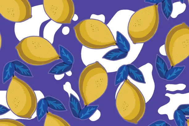 Vector illustration of Lemons seamless pattern