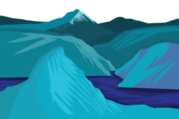 Vector illustration of Winter landscape mountain