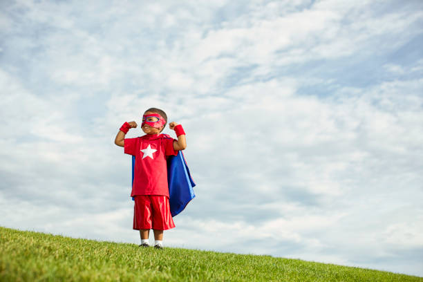 super power - superhero child creativity little boys photos et images de collection