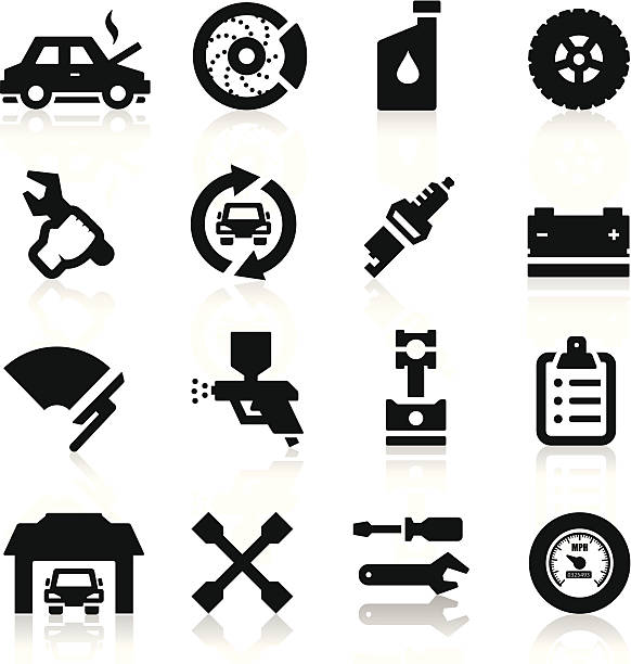 ilustrações de stock, clip art, desenhos animados e ícones de ícones de reparação auto - auto repair shop mechanic piston industrial equipment