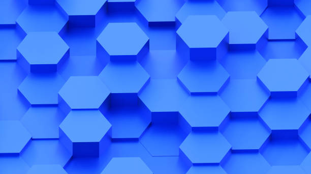 istock Blue hexagons geometric background, minimal honeycomb pattern wallpaper. 1506928703
