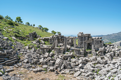 The scenic view of the ancient ruins of Sagalassos which are 7 km from Ağlasun, Burdur, in the Western Taurus mountains, at an altitude of 1450–1700 meters.