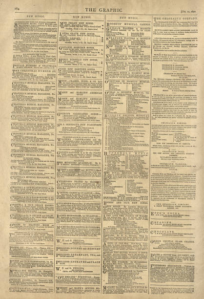 istock Old Victorian newspaper page, Adverts and notices, 1870s 1506988083