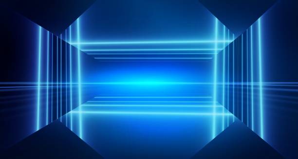 istock 3D illustration featuring a neon light in a blue theme background 1506996770