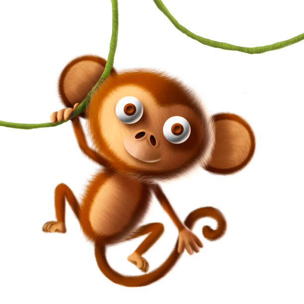 3d cute toy monkey character illustration stock photo