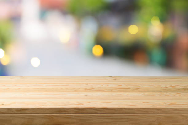 istock Empty wooden table over abstract bokeh background. Summer mock up for design and product display 1507046665