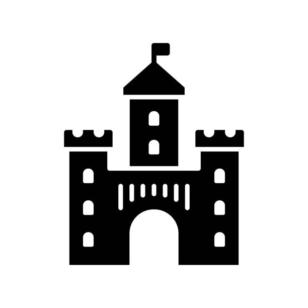 ilustrações de stock, clip art, desenhos animados e ícones de castle black line & fill vector icon - art museum symbol computer icon