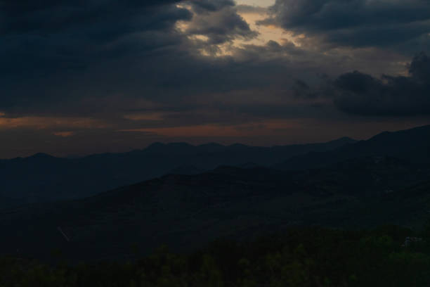 Dramatic clouds in a sunset storm over the Croatian Adriatic coast.