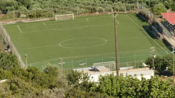 Beautiful Soccerfield in the Mountains of Crete, Greece on a sunny day