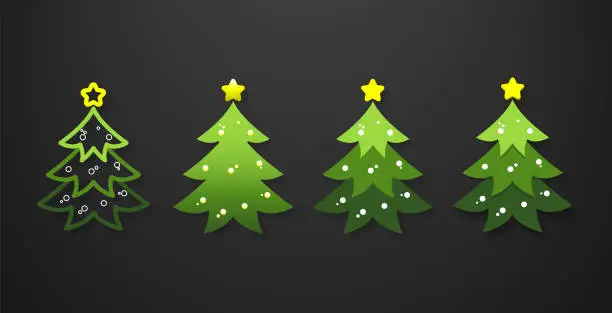 Vector illustration of Set of Pine tree cartoon, Christmas tree, Vector and Illustration.