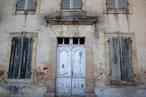 Facade of an old French mansion in South West of France