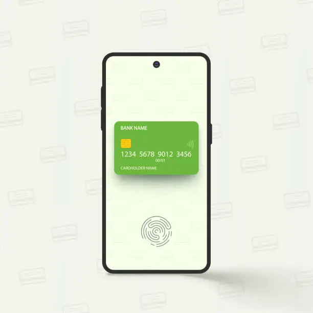 Vector illustration of online banking app on smartphone front view