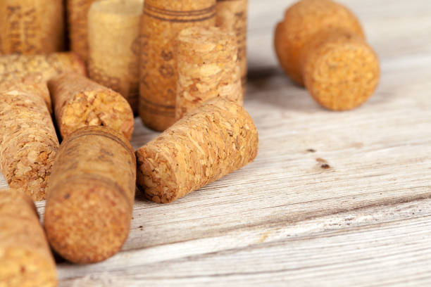 istock Bunch of wine corks on wooden table 1507097081