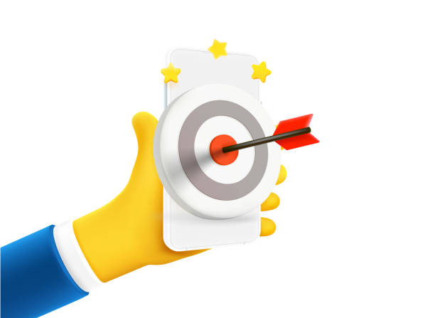 istock Businessman holding smartphone with darts on the screen. 3d vector illustration 1507138524