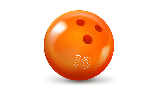 Orange bowling ball isolated on white background. 3d vector illustration