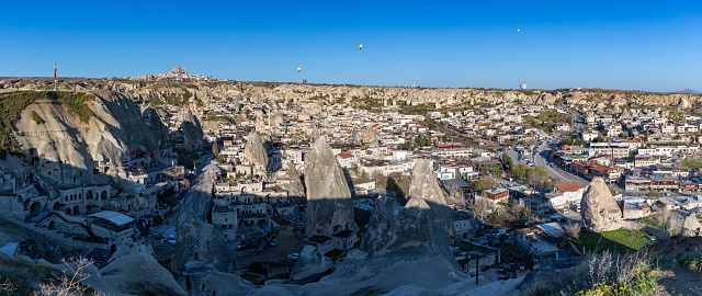 A panorama picture of the town of Goreme, in Cappadocia, at sunrise.