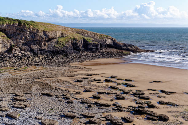 Dunraven Bay and beach, a very popular beach at Southerndown on the Glamorgan Heritage Coast, South Wales, United Kingdom. 25th of July, 2023