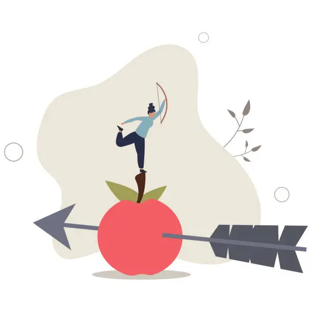 Vector illustration of Business goal achievement, risk management or practicing and skill to overcome risky and manage to reach target concept.flat vector illustration.