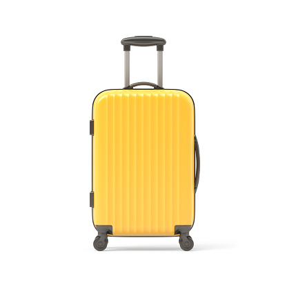 Blank trolley luggage bag sleeve protector cover for branding mockup, 3d render illustration.