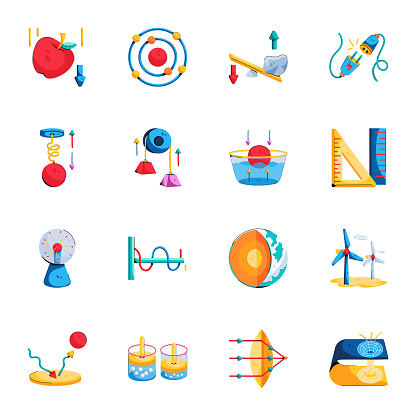 Explore the wonders of science with our animated physics icons In this pack, you'll find flat designs of mind-boggling physics experiments, quantum theories, and other laws of nature! Perfect for educational websites, apps, and more!