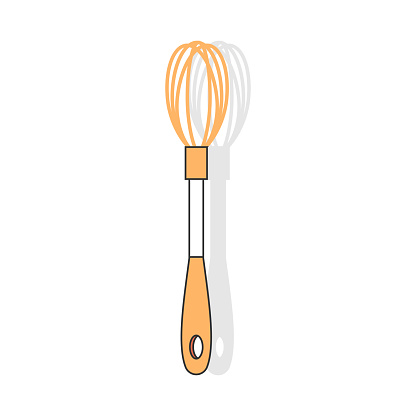 Kitchen whisk vector cartoon cooking tool.