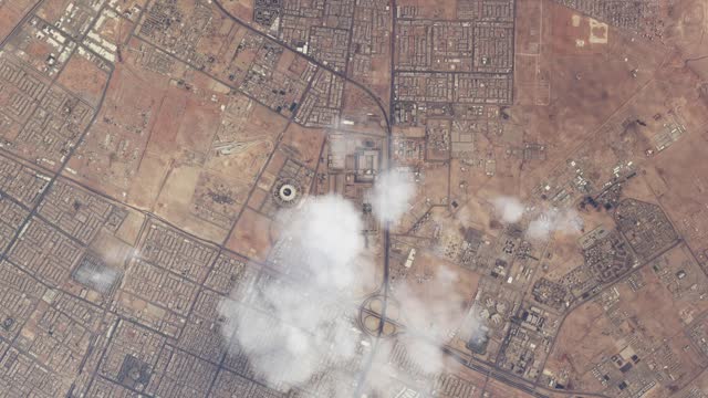 Top drone aerial view of Riyadh city in Saudi Arabia