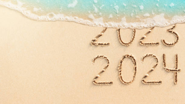 istock New Year card concept  2024  written on the beach 1507217931