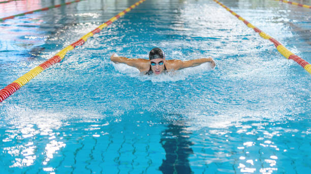 istock Swimmer in the butterfly stroke, arms movement and breath technique 1507219328