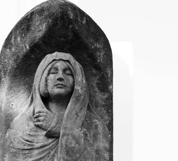 istock Apologetic female figure meditating at the cemetery 1507219985
