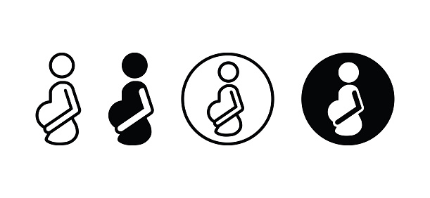 Pregnancy icon. Pregnant woman icon symbol in line and flat style on white background with editable stroke for apps and websites. Vector illustration