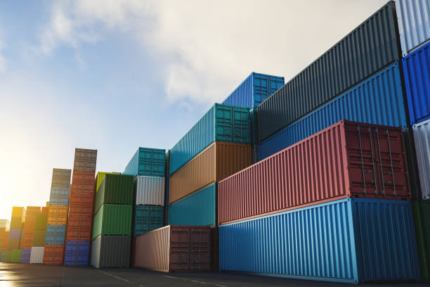 istock Cargo industrial containers of different colors 1507222756