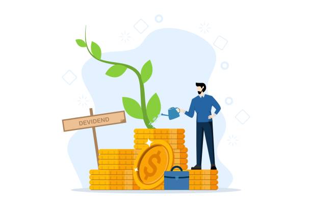 istock Concept of return on investment, financial solutions, passive income, equity shares. Man invests in stocks, receives dividends. Vector illustration in flat design on white background. 1507224011
