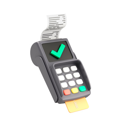 Payment terminal on a white background. 3d illustration