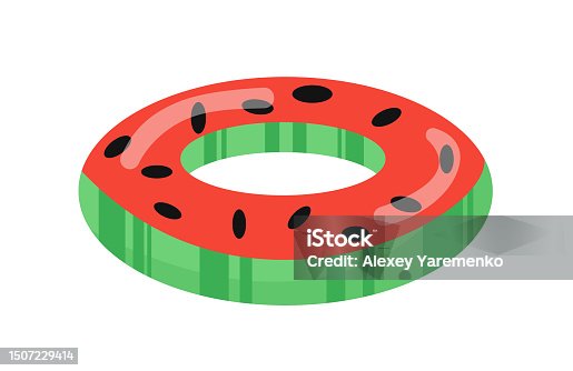 istock Rubber watermelon swimming round concept 1507229414