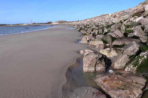A dike erected to protect a beach of the north of France from erosion