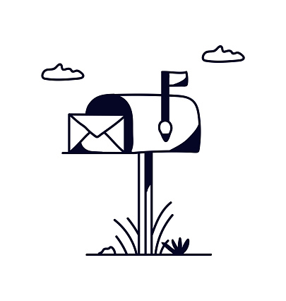 Open Mailbox Letter Drawing stock illustration