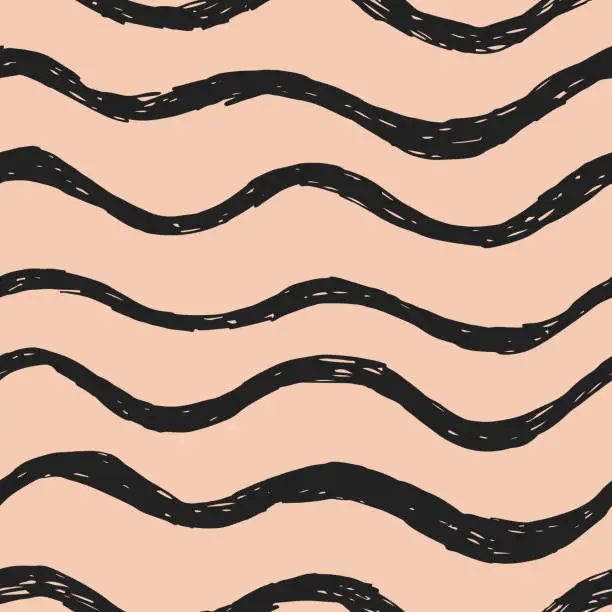 Vector illustration of Seamless pattern with hand drawn waves