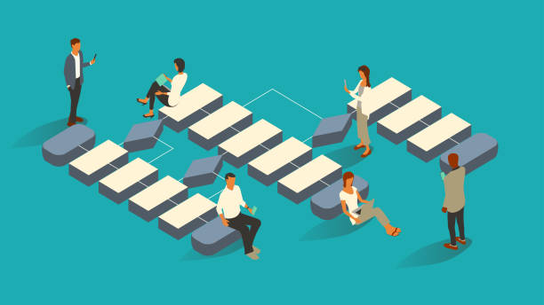 stockillustraties, clipart, cartoons en iconen met flowchart with people - bedrijfsproces