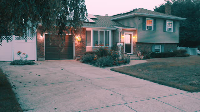 House at dusk in suburbs