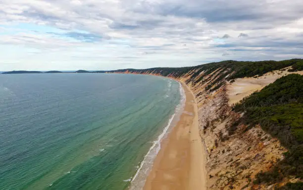 Photo of Landscape of Rainbow Beach is coastal rural town and locality in Queensland in Australia, popular tourist destination, gateway to Fraser Island, bounded to the east by Wide Bay in the Coral Sea